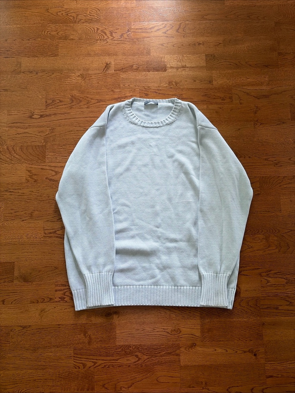 Brandy Melville Women's Brianna Sweater Knit Cotton Crewneck Pullover Light Blue